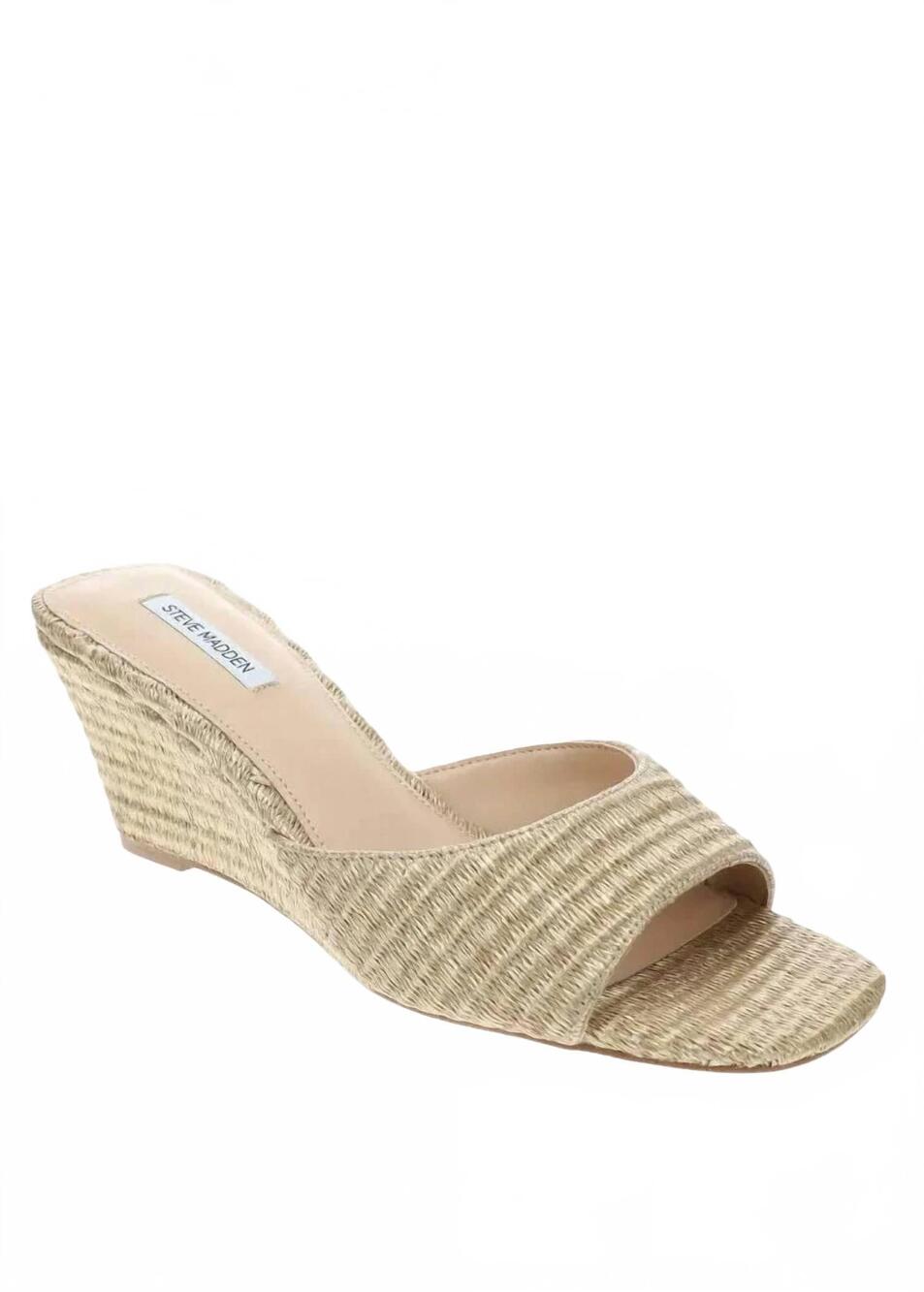 NEW STEVE MADDEN women's seleste wedge sandals in gold raffia